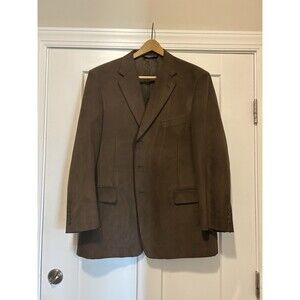 Roundtree And Yorke Brown Faux Suede Blazer Sport Coat size 46R Preppy Academia